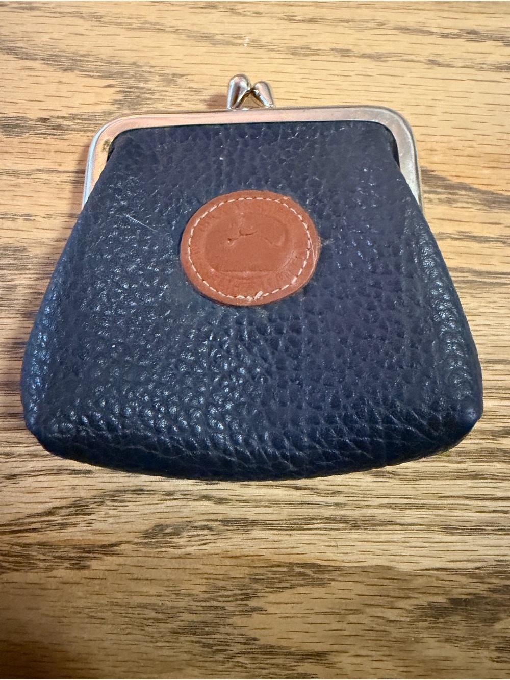 Dooney & Bourke Navy and Brown Pebbled Leather Coin Purse